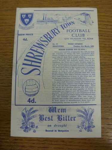 1964 shrewsbury town - shrewsbury, v