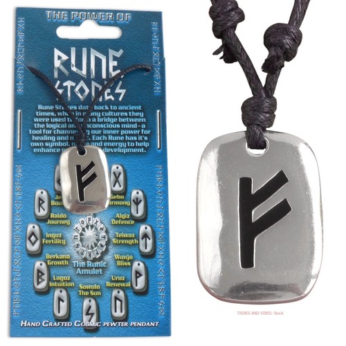 Wealth rune pendant necklace - rune,