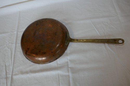 Vintage copper frying pan with - frying,