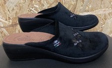 Ladies FlyFlot Slip On Velvet Feel Shoes. Uk5 Eu38. Embroidery Flowers.BRAND NEW