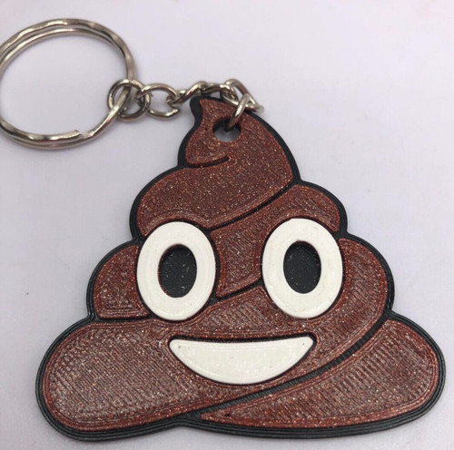 Sparkly brown poop keyring - brown,
