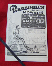 RANSOMES LAWN MOWER AJAX R.S.J 1934 ORIGINAL VINTAGE ADVERT