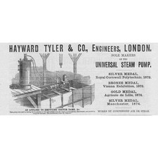 HAYWARD TYLER & CO Universal Steam Pump Antique Engineering Advert 1875