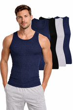 Mens Ribbed Vests 100% Cotton
