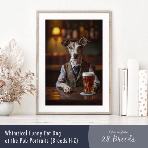 Smartly dressed dog the pub - smartly, at