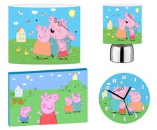 PEPPA PIG  - 10" Lightshade, Touch Lamp, Wall Art, Wall Clock or Bundle
