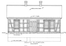 Timber frame cottage, printed