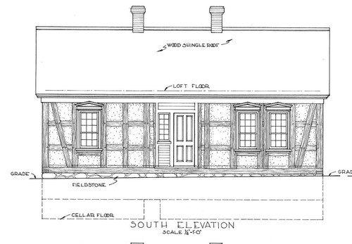 Timber frame cottage printed - timber,