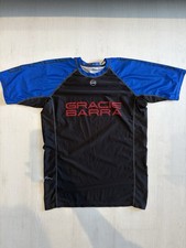 Gracie Barra Mens BJJ Rash Guard Shirt Top Size Large Black Blue