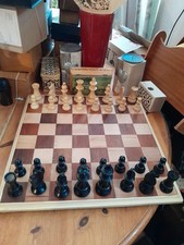 Large Wooden Staunton Chess Pieces Set, Felted, Lacquered,Original Box-698TBLT