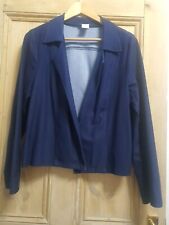 QVC Kim&Co Denim Style Open Jacket Indigo Large With Stretch 