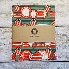 Red Cornishware Christmas Dresser Tea Towel