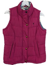 Joules Women's Pink Puffer Gilet Blue Floral Lining Zip Press Stud Closure