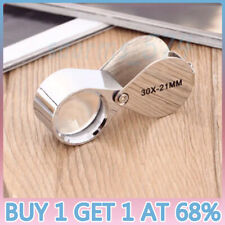 30 X Magnifying Loupe Jewelry Eye Glass Magnifier LED Light Jewelers Loop Pocket