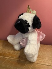 Card Factory Ballerina Pug Soft Toy Wearing Tutu & Crown 12” Plush With Snuggles