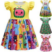 Kids Girls Cocomelon JJ Cartoon Dress Pleated Skirt Princess Summer Party Dress