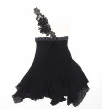 Jane Norman Women's Black White A-Line Asymmetric Dress