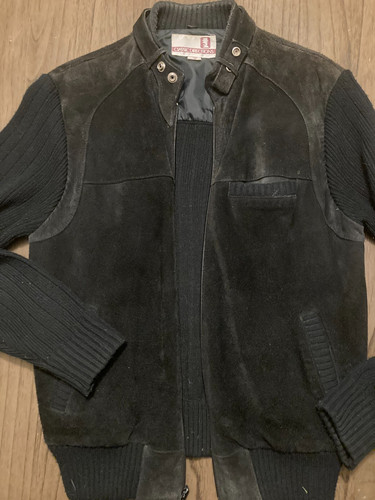 Vintage black suede leather - vintage,