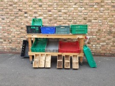Wooden Market Workbench Fruit Vegetables Trolley Display Unit Counter Top  bar