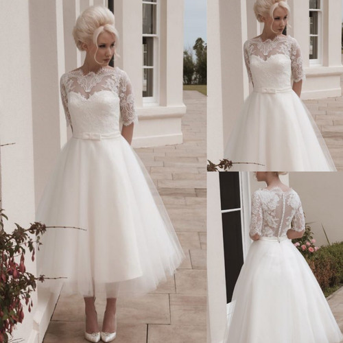 White short wedding dresses - short,
