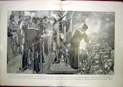 Original old antique print hms - antique,