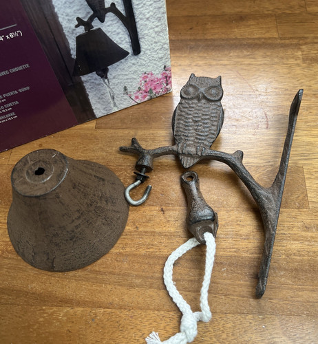 Cast iron owl doorbell - cast,