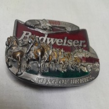 Vintage Budweiser Solid Pewter Belt Buckle 1996 7.5x6cm