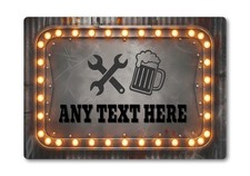Personalised Aluminium Garage Bar Sign Industrial Workshop Plaque Marquee Lights