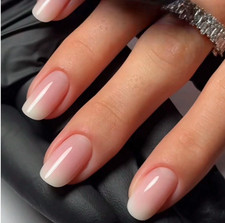 24x Short Square False Nails French Manicure Fake Tips Press On Full Cover Nails