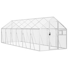 Aviary Outdoor Bird Cage Walk In Chicken Run Coop Silver Aluminium vidaXL