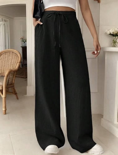 Black linen trousers - linen,