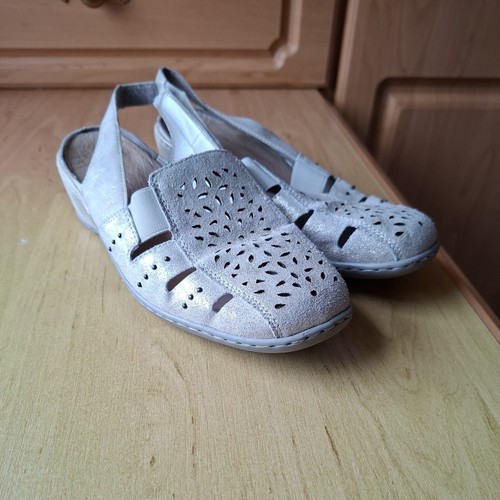 Rieker silver beige slingback - rieker,