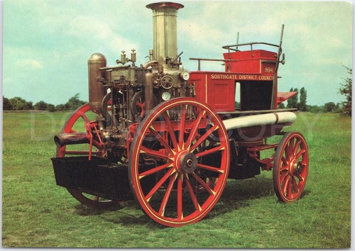 Vtg postcard steam - steam, fire