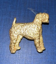 VINTAGE 1960s Gilt Golden Bouvier Des Flanders Working Guard Dog PUP PIN BROOCH