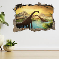 Landscape With Dinosaur Mountains 3d Smashed View Wall Sticker Poster Decal A909