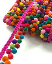 Clearance Remnant Pcs Multicolour Rainbow Pom Pom bobble Fringe Trim Ribbon