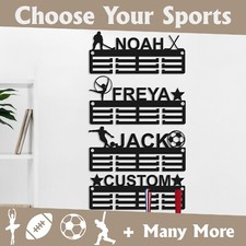 Personalised Medal Hanger Medal Holder Wall Hang Display Rack Custom Text Image