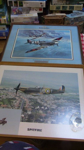 Pair framed plane pictures - plane,