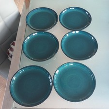 VERY RARE SET 6 DENBY GREENWICH 21cm COUPE SUPPER/STARTER PLATES.1ST QUALITY.GC