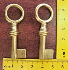Two 10swg Polished Cast Brass Ring Bow Pipe Cabinet Key Blanks