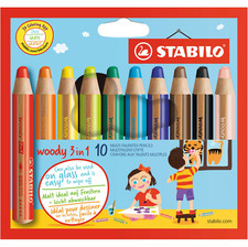 Multi-Talented Pencil - STABILO woody 3 in 1 - Pack of 10 - Assorted Colours