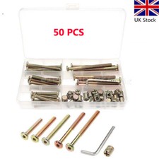 50Pcs Cot Bed Furniture Connecting Bolts Barrel Nut M6 Alan Allen Key Screw Set