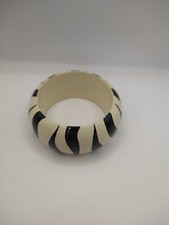 Bangle Zebra Cream Black  Chunky Retro Boho Vintage Style  Kitsch Christmas