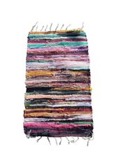 Heavy Duty Multi Coloured Recycled Indian Dari Rug 36" X 22"
