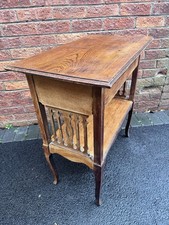 1910 Arts & Crafts Oak Fret Sided Hall Table Side Table