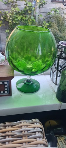 Large green glass goblet vase - goblet,