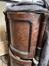 Two Antique Walnut Burl Veneer Ornate Corner Cabinets