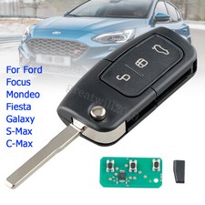 3 Button 433MHz Remote Flip Key Fob Chip For Ford Focus Mondeo Fiesta S Max