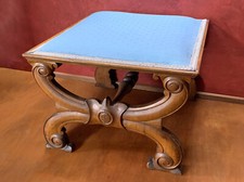Antique French Walnut Curule Footstool, Stool 19th century