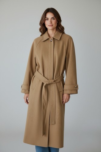 Belted camel winter coat - camel,